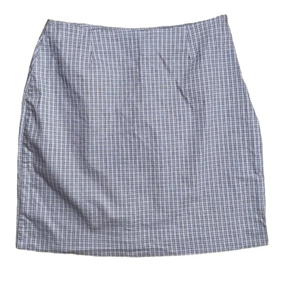 Vintage Y2K 2000s Preppy Faded Glory Blue White Gingham Plaid Mini Skirt - Picture 2 of 4